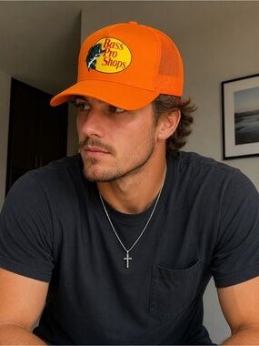 Bass Pro Shops Orange Mesh Trucker Hat